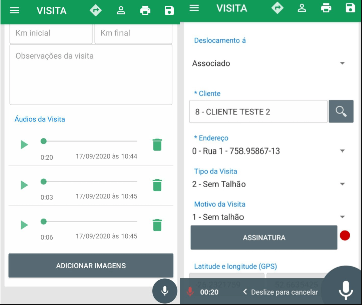 Demonstration of audio recording in Technical Visits in VIASOFT CRM